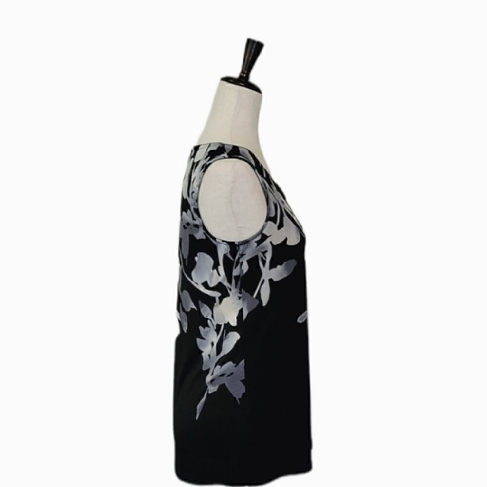 Susan Graver Black Leaf Patterned Liquid Knit Tank Top Size Xs — image 3 of 6
